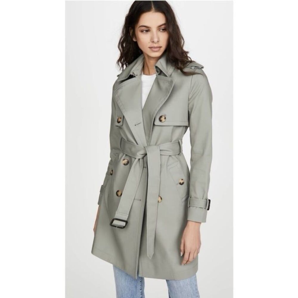 Club Monaco Matie Trench Coat in Sage Green Size XS